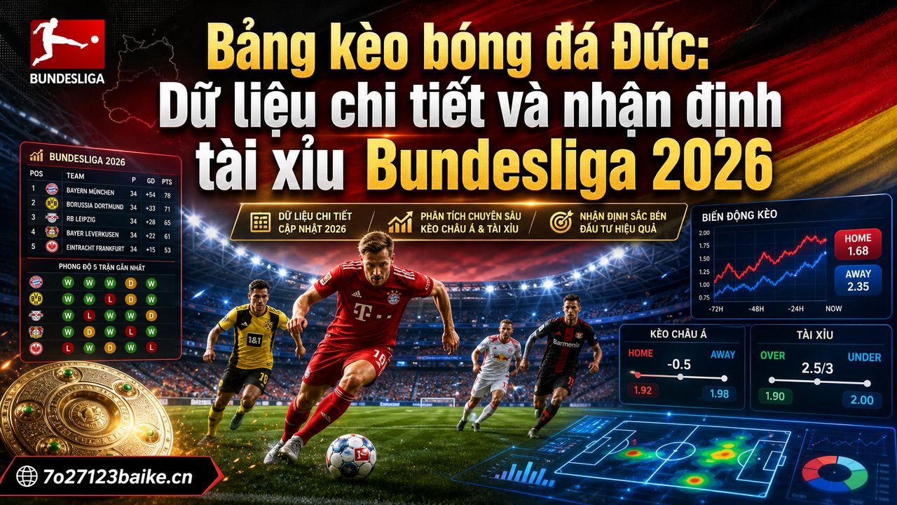 Bảng kèo bóng đá Đức: Dữ liệu chi tiết và nhận định tài xỉu Bundesliga 2026